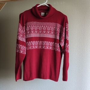 Boundary Waters Women's Size XL Red and White Patterned Sweater